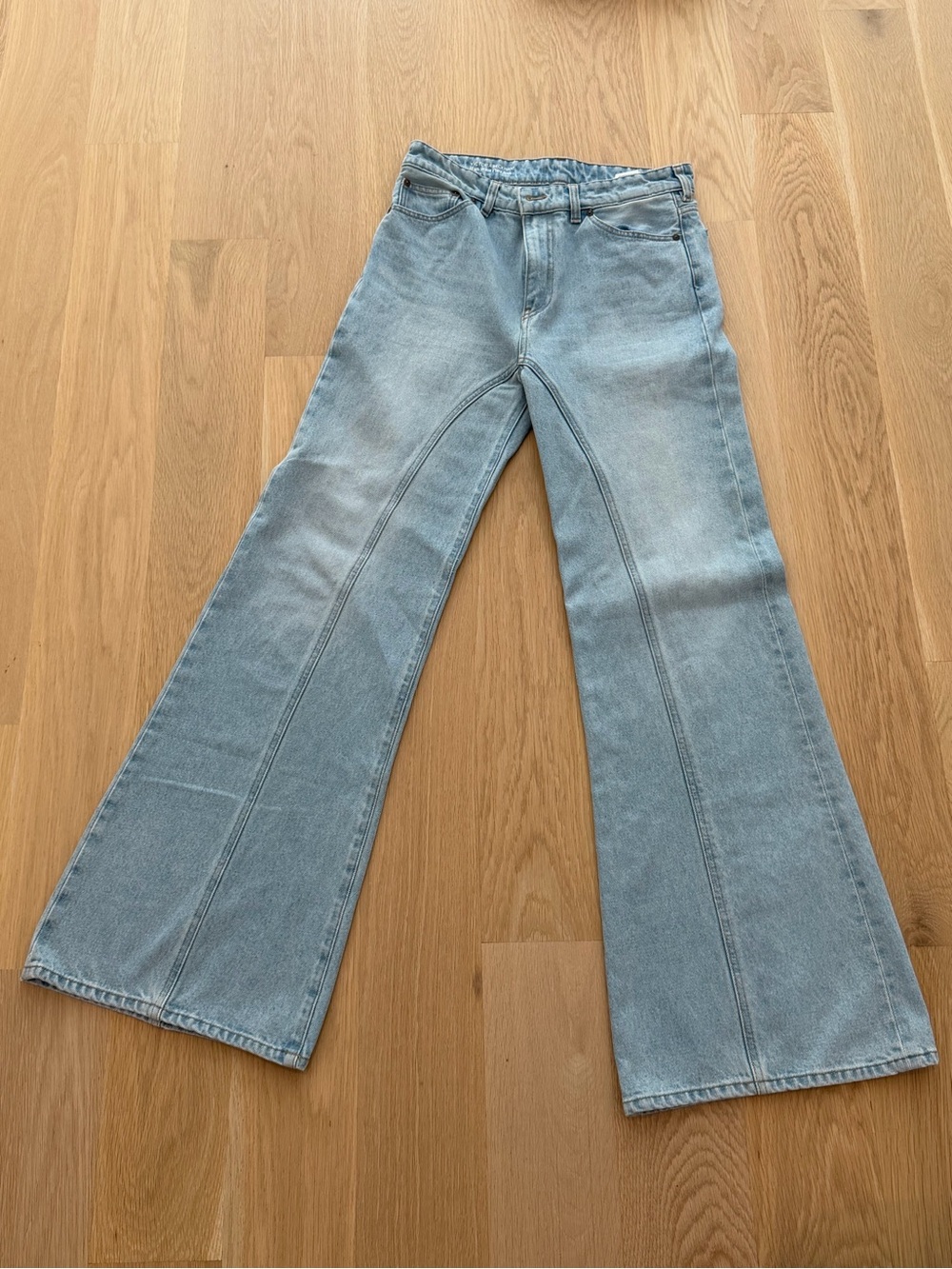 Victoria Beckham Light Blue Flare Jeans with Center Panel Seams